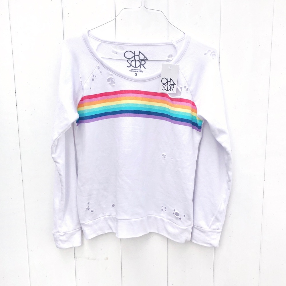 CHASER | Rainbow distressed sweater